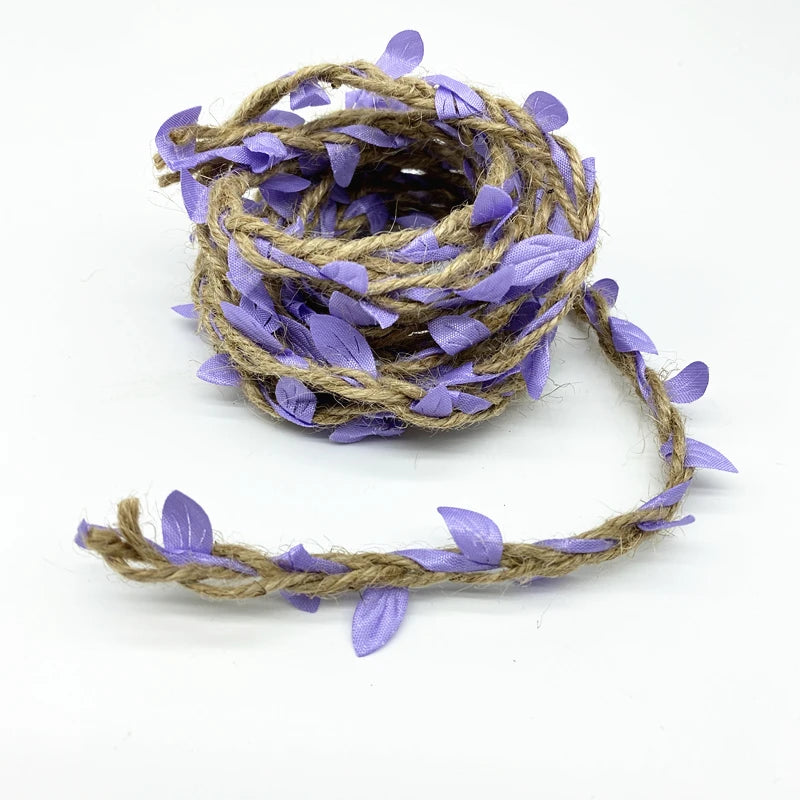 2 yards Leaf Rope Natural Hessian Jute Twine  Burlap Ribbon DIY Craft Vintage For Home Wedding Party Decor