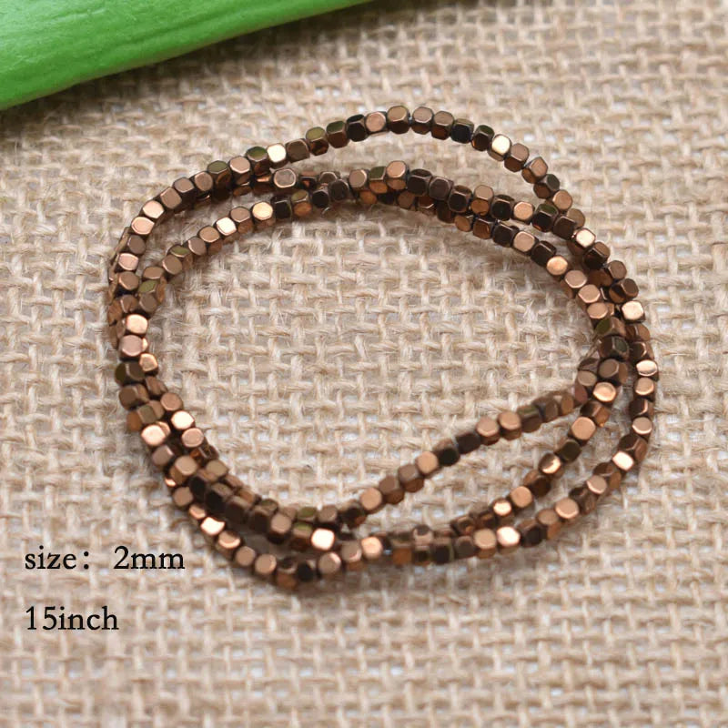 1.5mm Colorful Square Beads 274pcs Natural Stone Beads Hematite Loose Spacer Beads For Jewelry Making DIY Gift Earrings