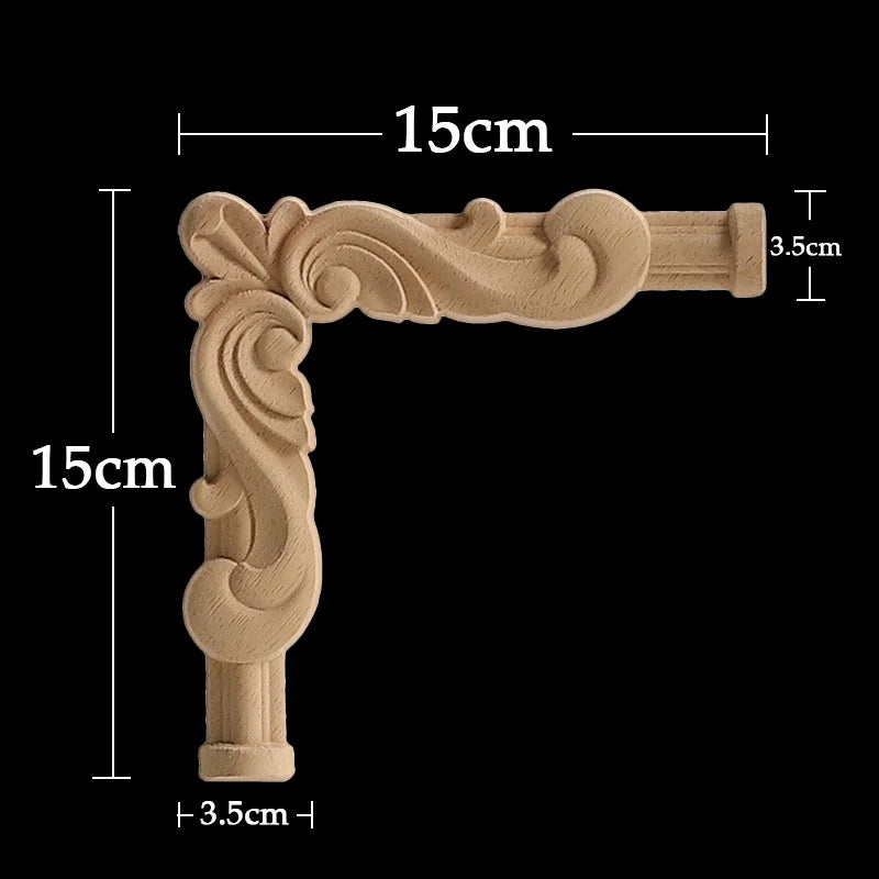 Wood Appliques Corner Flower Exquisite Carving Natural Furniture Wooden Mouldings Vintage Unpainted Accessories Decoration Decal