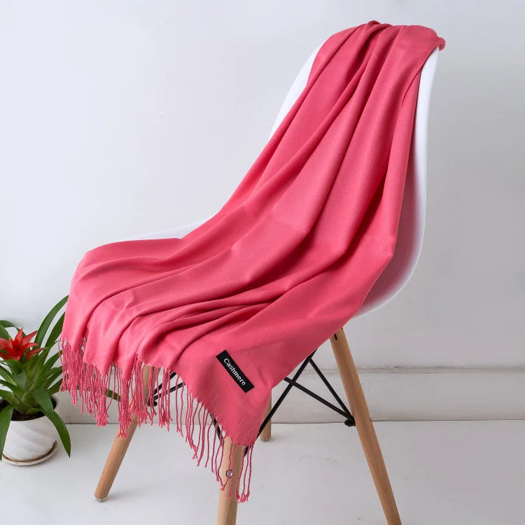 Fashion women scarf thin shawls Solid Color Women Scarf Winter Hijabs Tassels Long Cashmere Like Pashmina Hijabs Scarves Wraps
