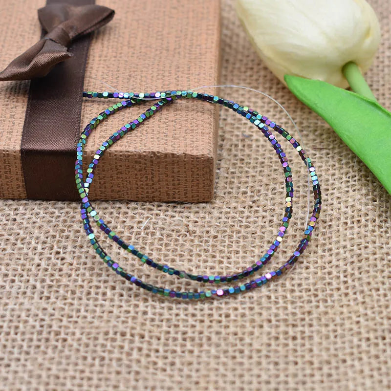 1.5mm Colorful Square Beads 274pcs Natural Stone Beads Hematite Loose Spacer Beads For Jewelry Making DIY Gift Earrings