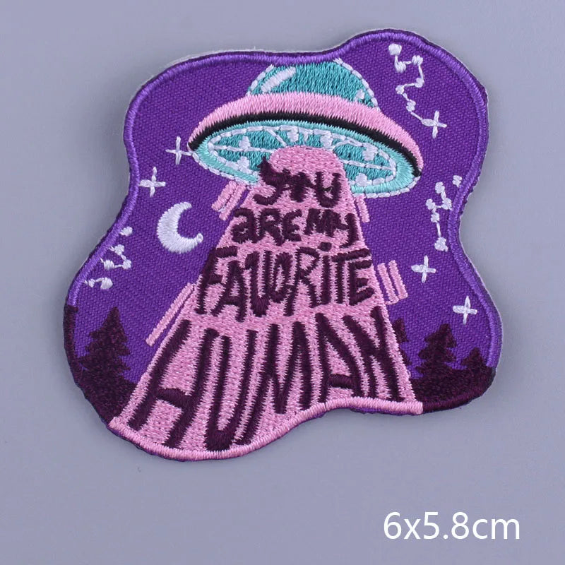 Space Adventure Patch On Clothes Embroidered Patches For Clothing Stickers Mountain Natural Appliques Waves Badge For Jacket DIY