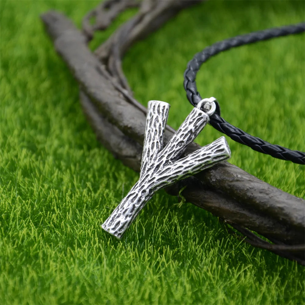 Runic Algiz Branches Divine Protection Sanctuary Viking Mens Jewellery Necklace Charms Pendants Amulet