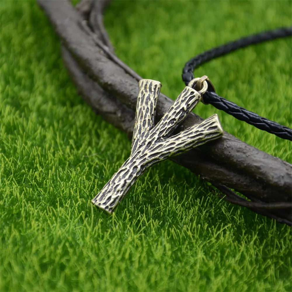 Runic Algiz Branches Divine Protection Sanctuary Viking Mens Jewellery Necklace Charms Pendants Amulet