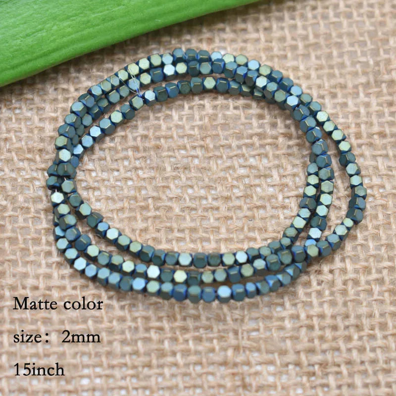 1.5mm Colorful Square Beads 274pcs Natural Stone Beads Hematite Loose Spacer Beads For Jewelry Making DIY Gift Earrings