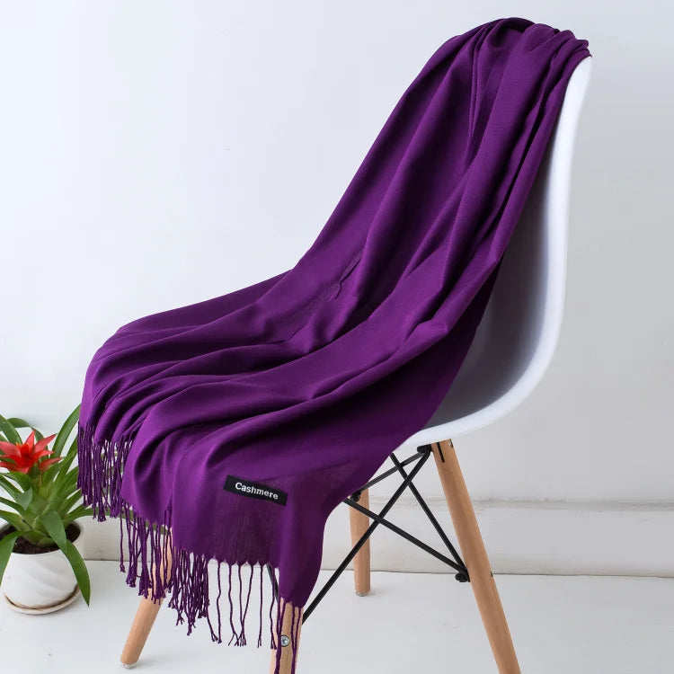 Fashion women scarf thin shawls Solid Color Women Scarf Winter Hijabs Tassels Long Cashmere Like Pashmina Hijabs Scarves Wraps
