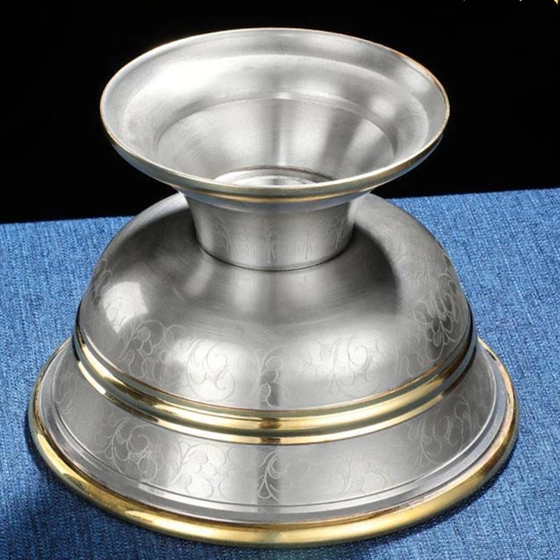 Bronze Buddhism Bowl for Indoor Decoration, Tibetan Tribute, Holy Water Cup, Buddhist Tantric Bowl Collection, Handicraft Gift