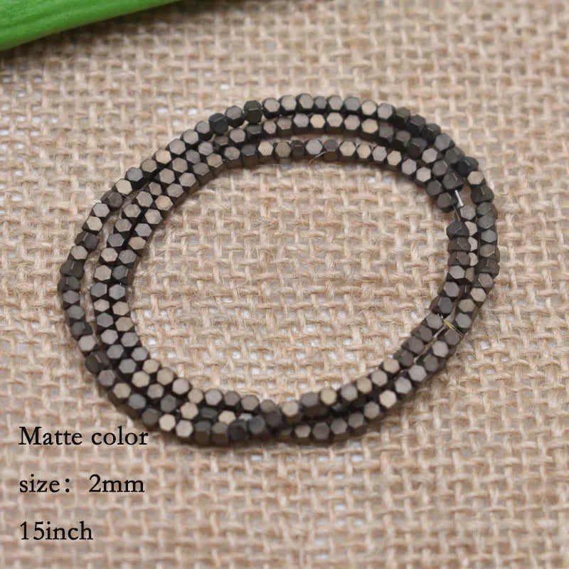 1.5mm Colorful Square Beads 274pcs Natural Stone Beads Hematite Loose Spacer Beads For Jewelry Making DIY Gift Earrings