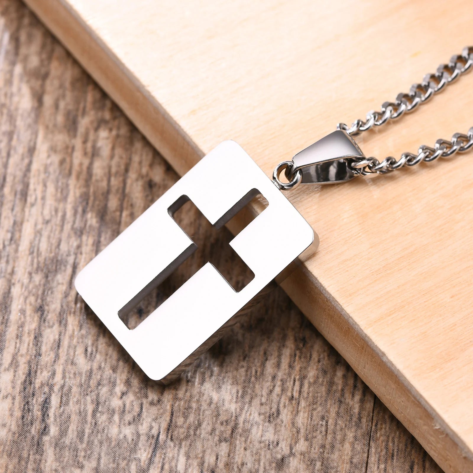 Vnox Minimalist Cross Necklaces Faith Pendant,Simple Stainless Steel Christian Prayer Religious Women Men Jewelry,Car Pendant