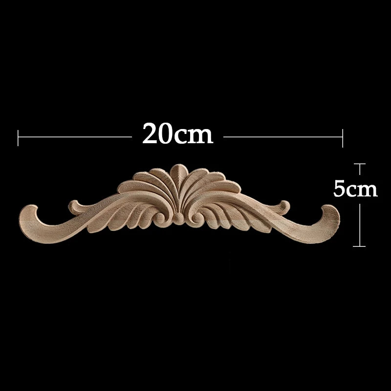 Wood Appliques Corner Flower Exquisite Carving Natural Furniture Wooden Mouldings Vintage Unpainted Accessories Decoration Decal