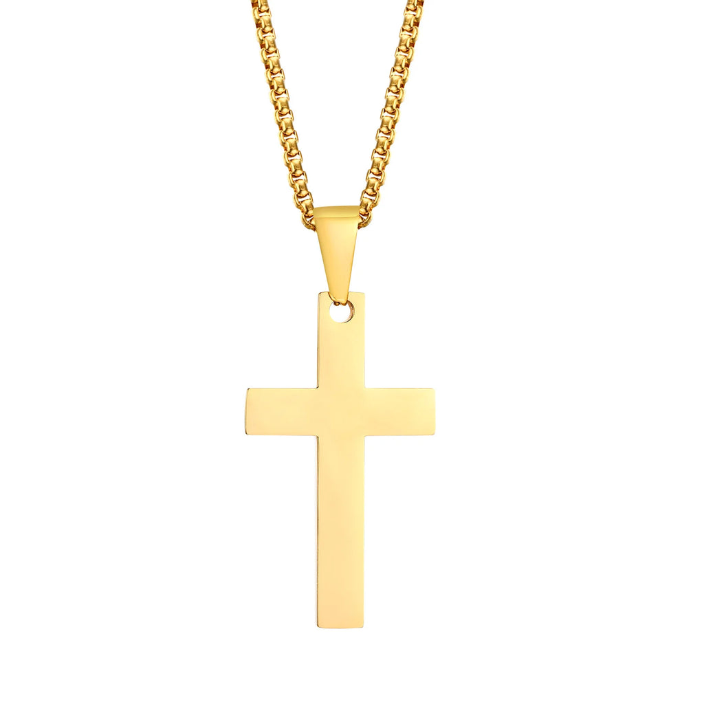 Vnox Minimalist Cross Necklaces Faith Pendant,Simple Stainless Steel Christian Prayer Religious Women Men Jewelry,Car Pendant
