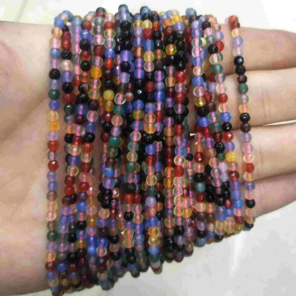 Faceted 2 3MM Natural Jades Rose Quarts Amethysts Small Round Stone Loose Bead For Jewelry Makng Charm DIY Bracele Necklace