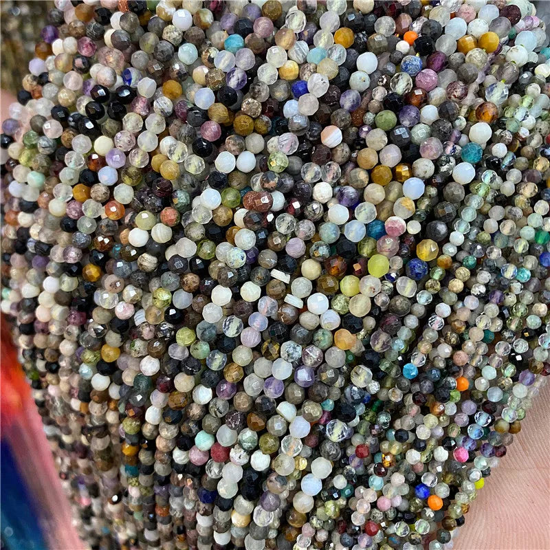 Faceted Natural 2 3 mm Stone Bead Zircon Rose Quartzs Amethysts Rubys Agates Seed Beads for Jewelry Making Beadwork DIY Supplies