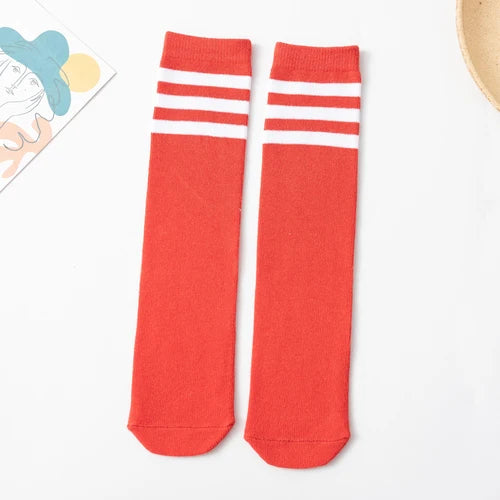 Children's Socks autumn girls middle tube pile stockings candy color classic college style football stockings half high tube