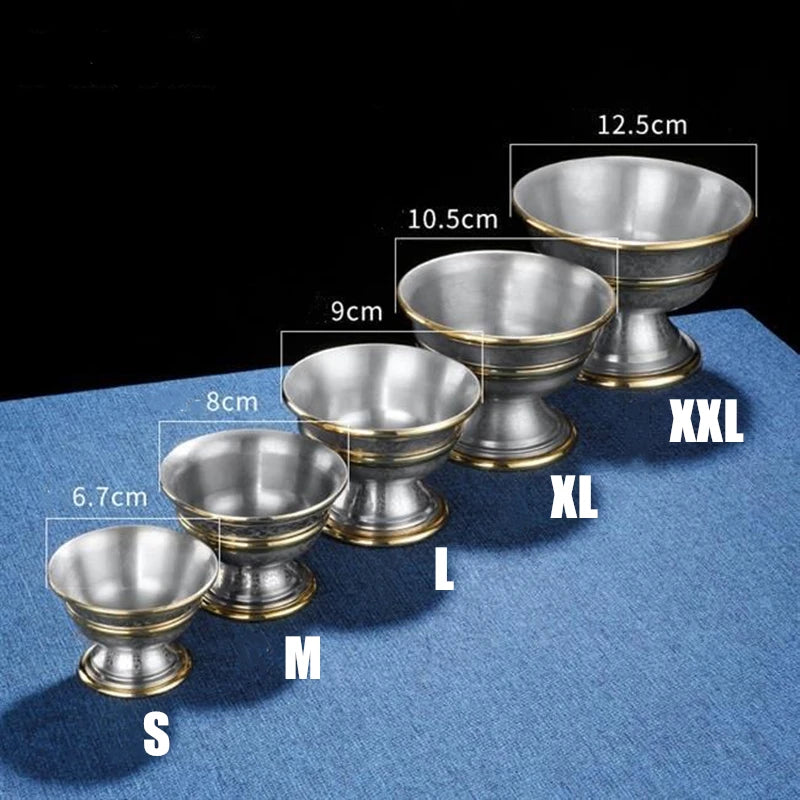 Bronze Buddhism Bowl for Indoor Decoration, Tibetan Tribute, Holy Water Cup, Buddhist Tantric Bowl Collection, Handicraft Gift