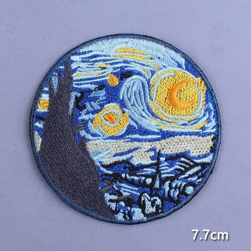 Space Adventure Patch On Clothes Embroidered Patches For Clothing Stickers Mountain Natural Appliques Waves Badge For Jacket DIY