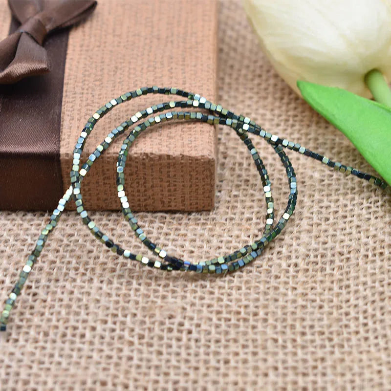 1.5mm Colorful Square Beads 274pcs Natural Stone Beads Hematite Loose Spacer Beads For Jewelry Making DIY Gift Earrings