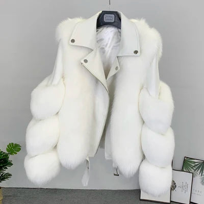 Winter New Real Fox Fur Coats With Genuine Sheepskin Leather Wholeskin Natural Fox Fur Jacket Outwear Luxury Women New