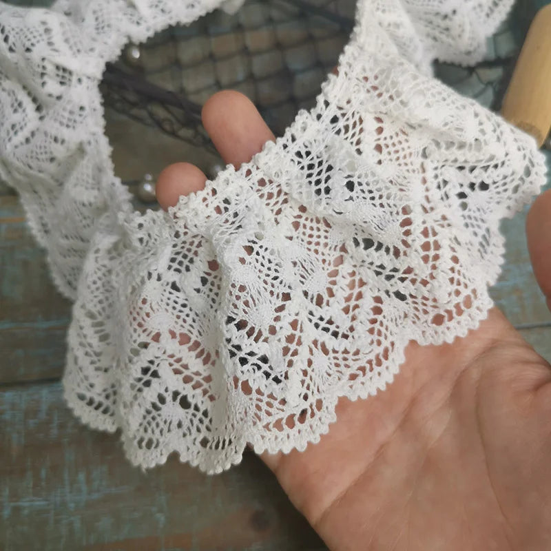 Cotton Embroidery Pleated Lace Cloth DIY Children's Clothes Body Skirt Pants Ruffled Trim Sewing Decoration Dentelle Ruban