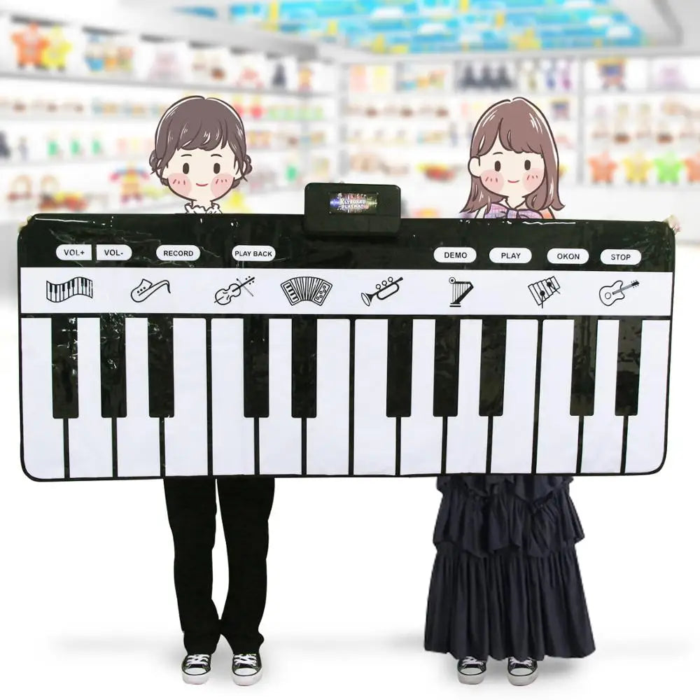 180x72cm Electronic Musical Carpet Black & White Keyboard Kids Playing Piano Mat Baby Play Mat Rug Early Educational Toys Gift