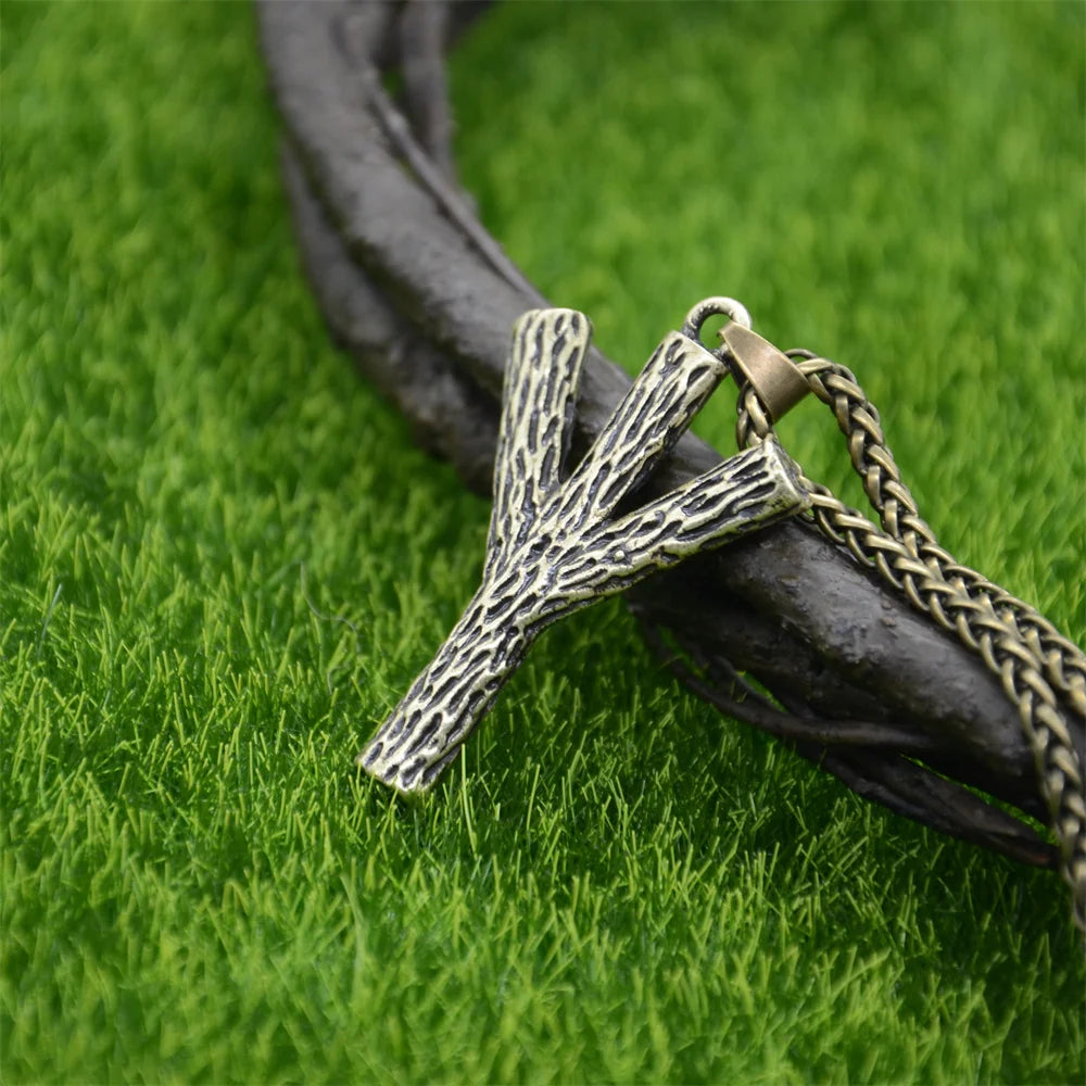 Runic Algiz Branches Divine Protection Sanctuary Viking Mens Jewellery Necklace Charms Pendants Amulet