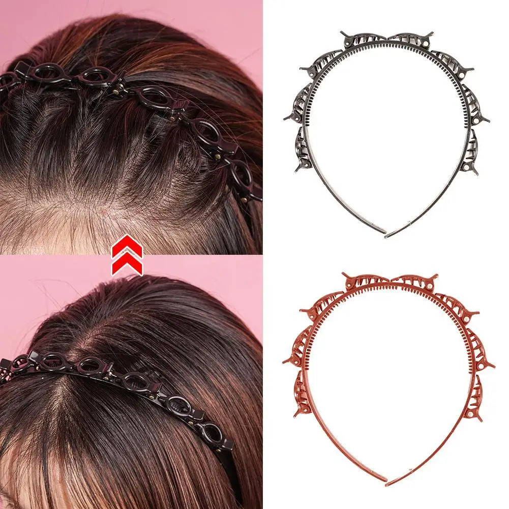 2022 New Double Bangs Hairstyle Hair Clips Hairpin Head Hoop Twist Plait Clip Front Hairclips Hair Hoop Women Headband Headwear