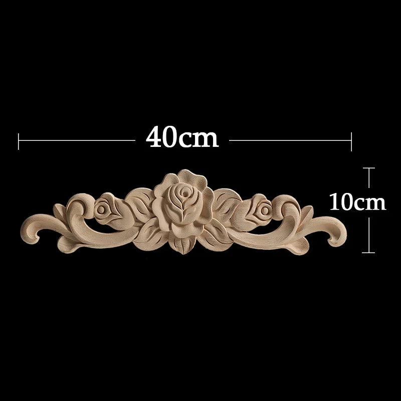 Wood Appliques Corner Flower Exquisite Carving Natural Furniture Wooden Mouldings Vintage Unpainted Accessories Decoration Decal