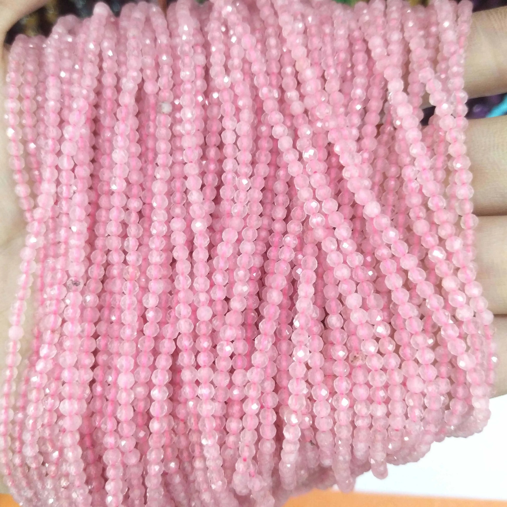 Faceted 2 3MM Natural Jades Rose Quarts Amethysts Small Round Stone Loose Bead For Jewelry Makng Charm DIY Bracele Necklace