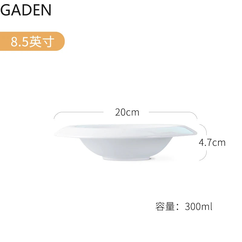 Pure White Western Dinner Plate Pasta Plate Ceramic Disc Home Dish Plate Restaurant Dessert Plate Creative Snack Flat Plate