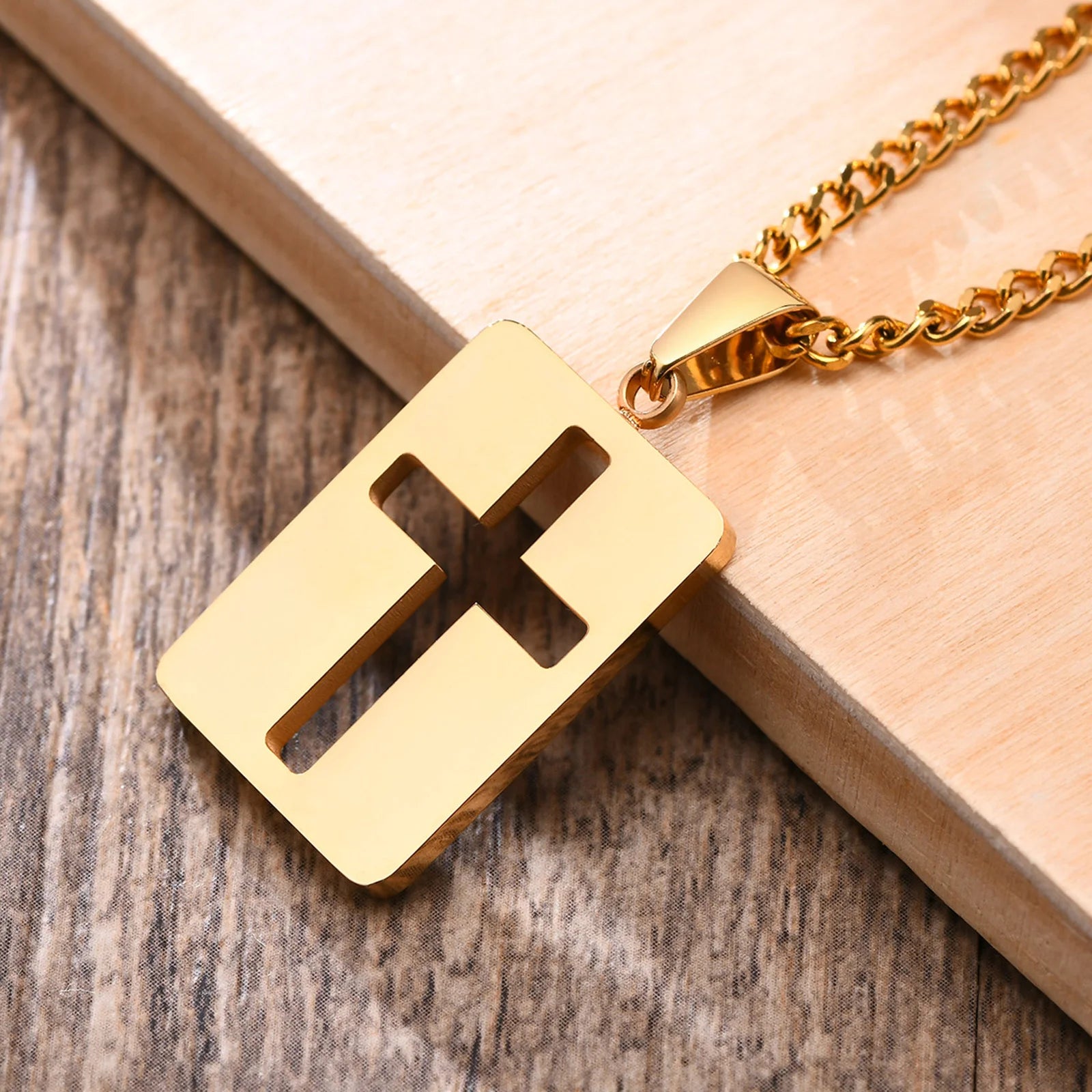 Vnox Minimalist Cross Necklaces Faith Pendant,Simple Stainless Steel Christian Prayer Religious Women Men Jewelry,Car Pendant