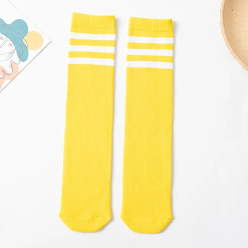 Children's Socks autumn girls middle tube pile stockings candy color classic college style football stockings half high tube