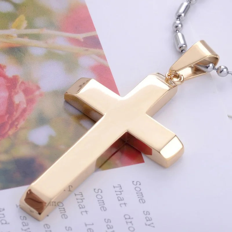 Dropshipping Fashion Classic Stainless Steel Cross Pendant Necklace Simple Jewelry Gifts