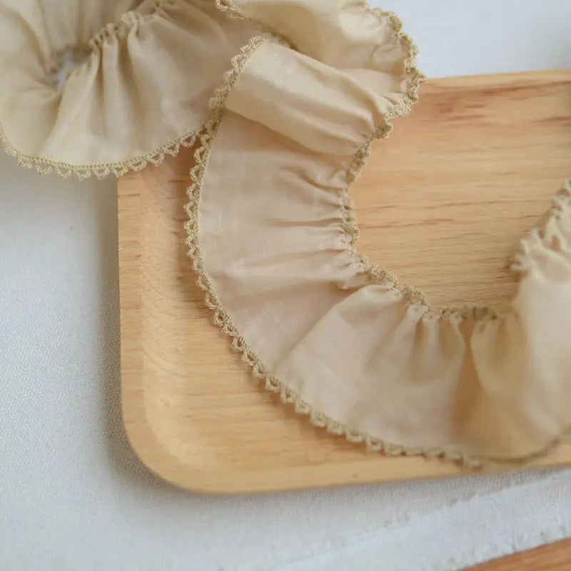 1meter Frilled Cotton Cloth Lace Trim for DIY Crafts Costume Sewing Accessories Yellow White  Cotton Lace Fabric 4.8cm Width