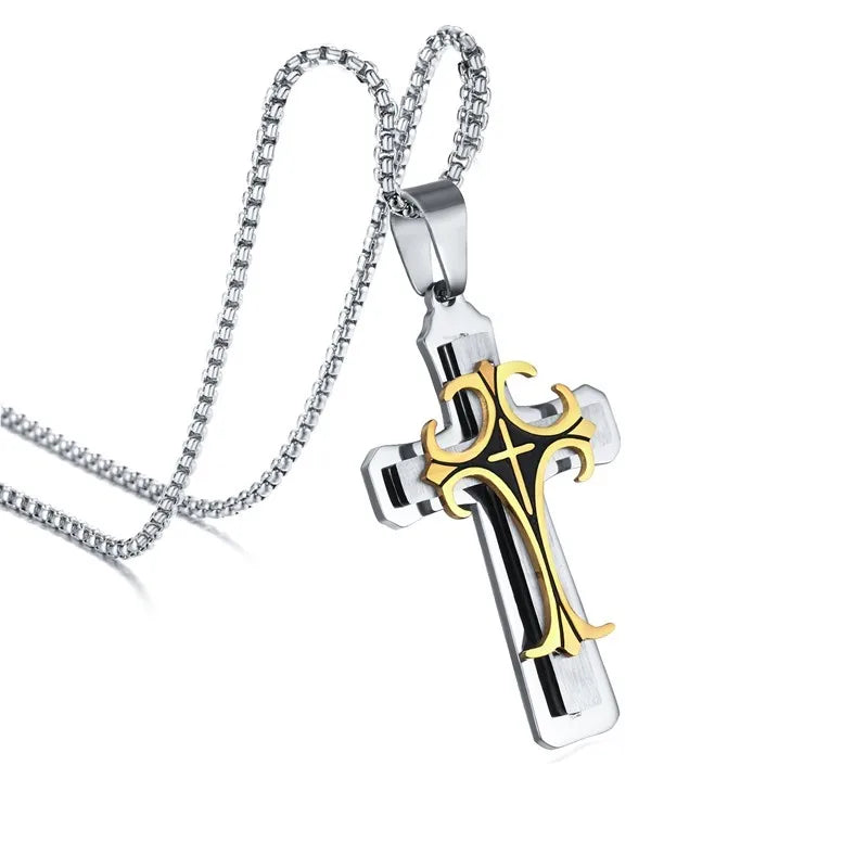 Vnox Minimalist Cross Necklaces Faith Pendant,Simple Stainless Steel Christian Prayer Religious Women Men Jewelry,Car Pendant