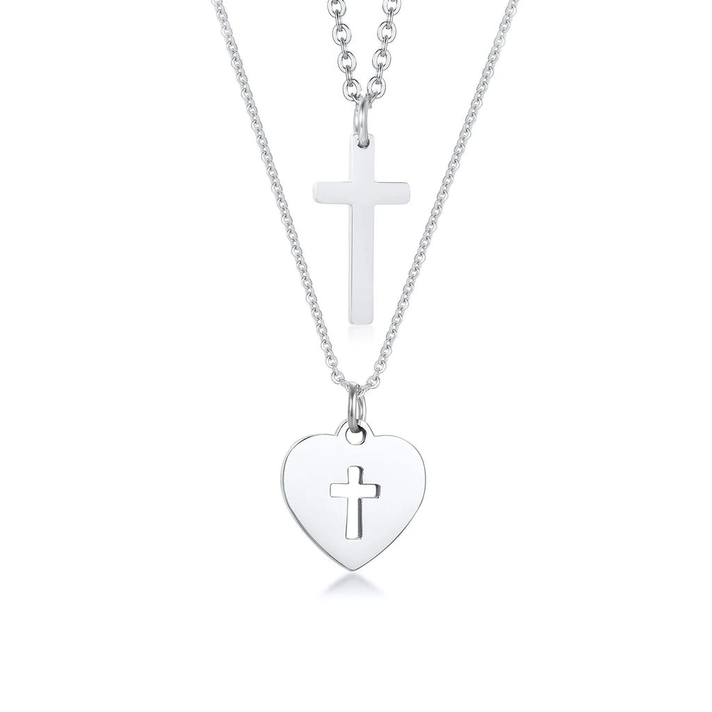 Vnox Minimalist Cross Necklaces Faith Pendant,Simple Stainless Steel Christian Prayer Religious Women Men Jewelry,Car Pendant
