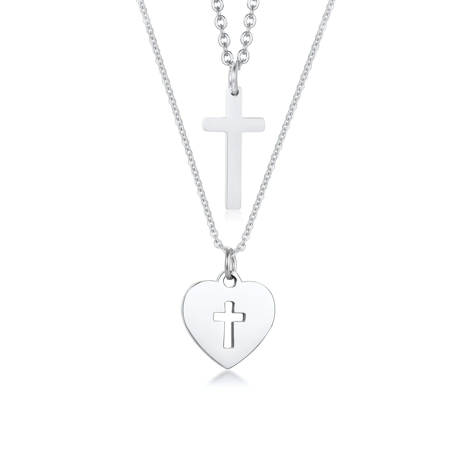 Vnox Minimalist Cross Necklaces Faith Pendant,Simple Stainless Steel Christian Prayer Religious Women Men Jewelry,Car Pendant