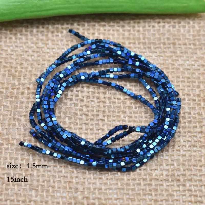 1.5mm Colorful Square Beads 274pcs Natural Stone Beads Hematite Loose Spacer Beads For Jewelry Making DIY Gift Earrings