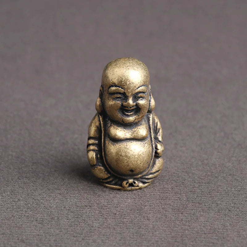 Pure Brass Laughing Buddha Statue Home Decor Office Desk Decorations Ornaments Antique Maitreya Buddha Buddhism Sculpture Crafts