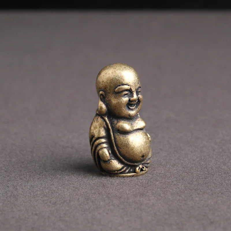 Pure Brass Laughing Buddha Statue Home Decor Office Desk Decorations Ornaments Antique Maitreya Buddha Buddhism Sculpture Crafts