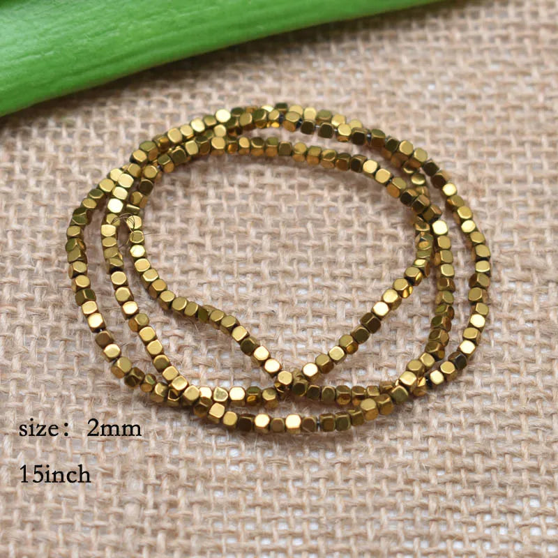 1.5mm Colorful Square Beads 274pcs Natural Stone Beads Hematite Loose Spacer Beads For Jewelry Making DIY Gift Earrings