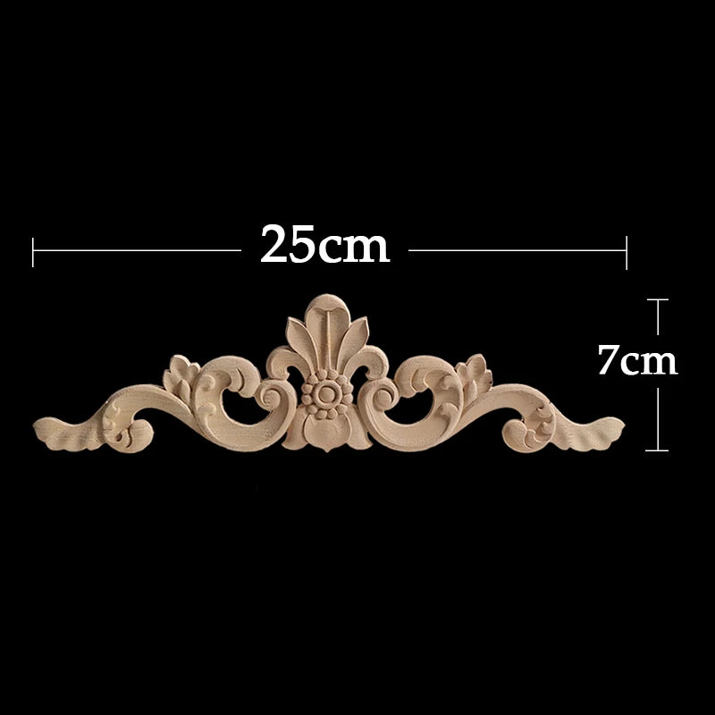 Wood Appliques Corner Flower Exquisite Carving Natural Furniture Wooden Mouldings Vintage Unpainted Accessories Decoration Decal