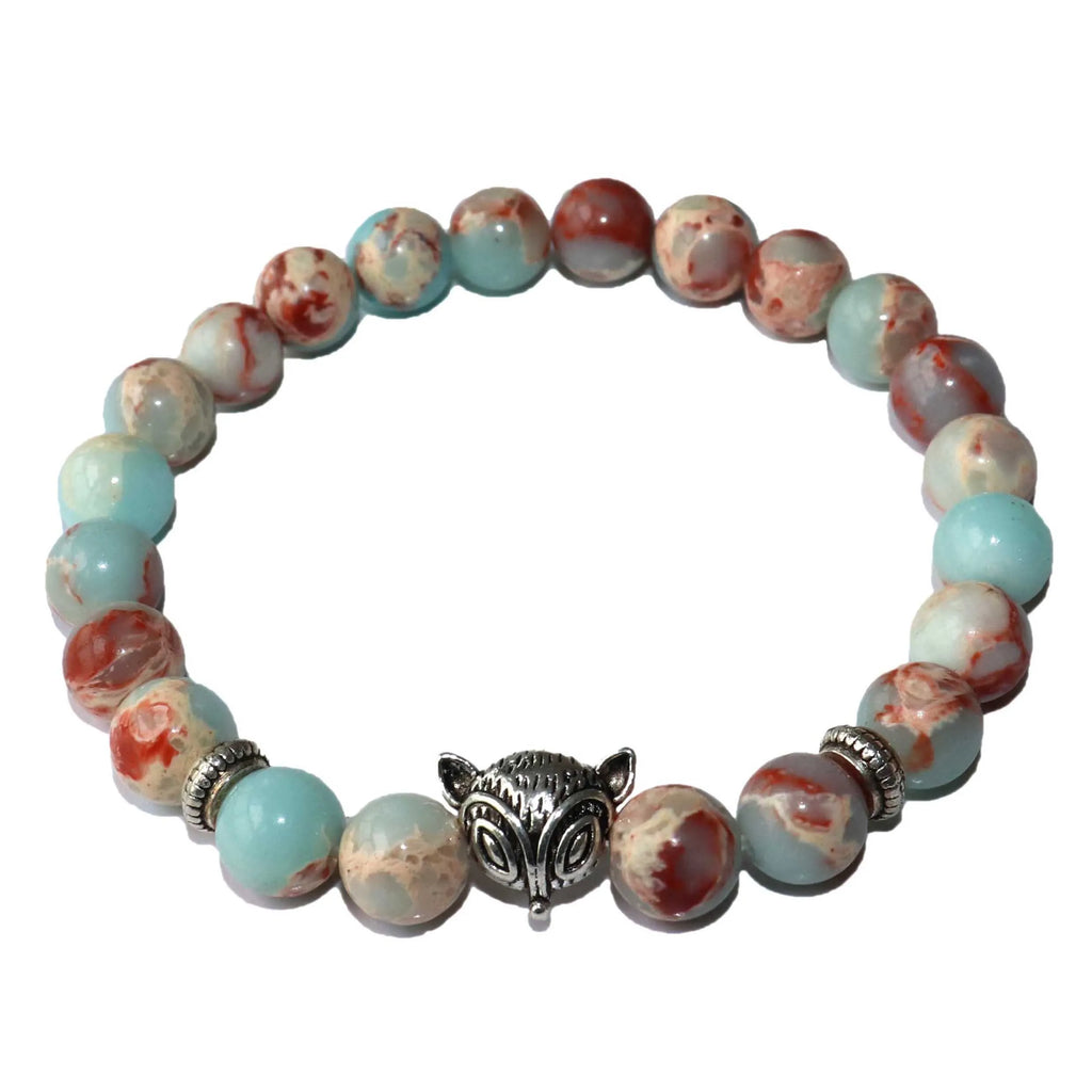 Natural Stone Men's Beaded Jewelry Crystal Agates Jades Tiger Eye Stone Beaded Fox Bracelets Party Gift Stretch Yoga Jewelry