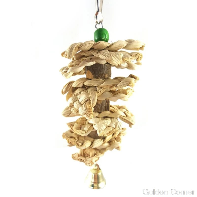 Pet Parrot Bird Natural Grass Chewing Hanging Cage Swing Climb Playing Pendant Au10 20 Dropship