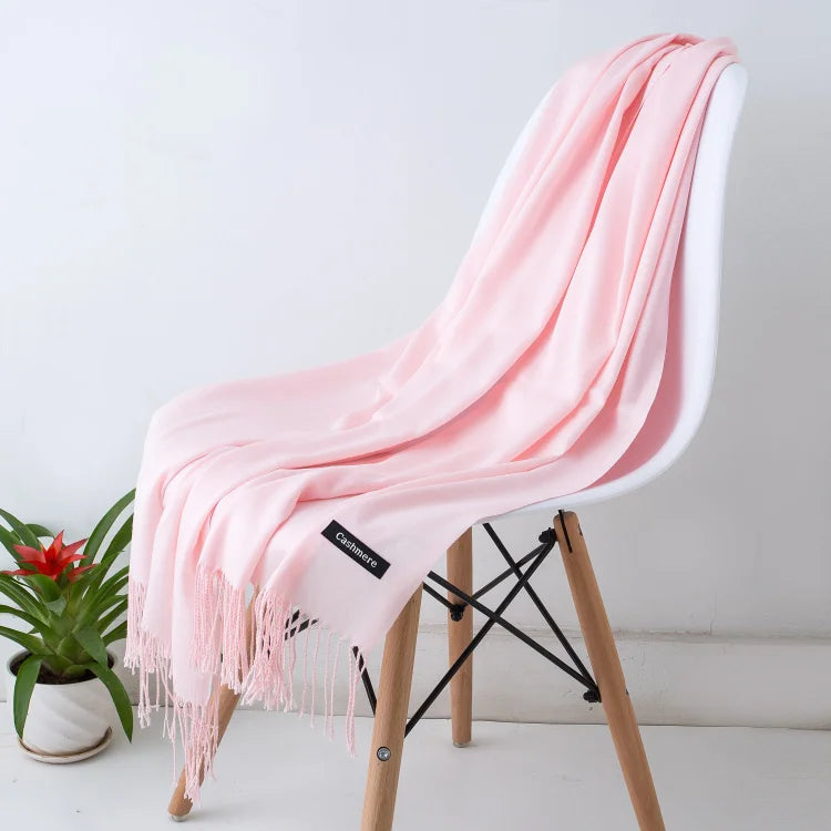 Fashion women scarf thin shawls Solid Color Women Scarf Winter Hijabs Tassels Long Cashmere Like Pashmina Hijabs Scarves Wraps