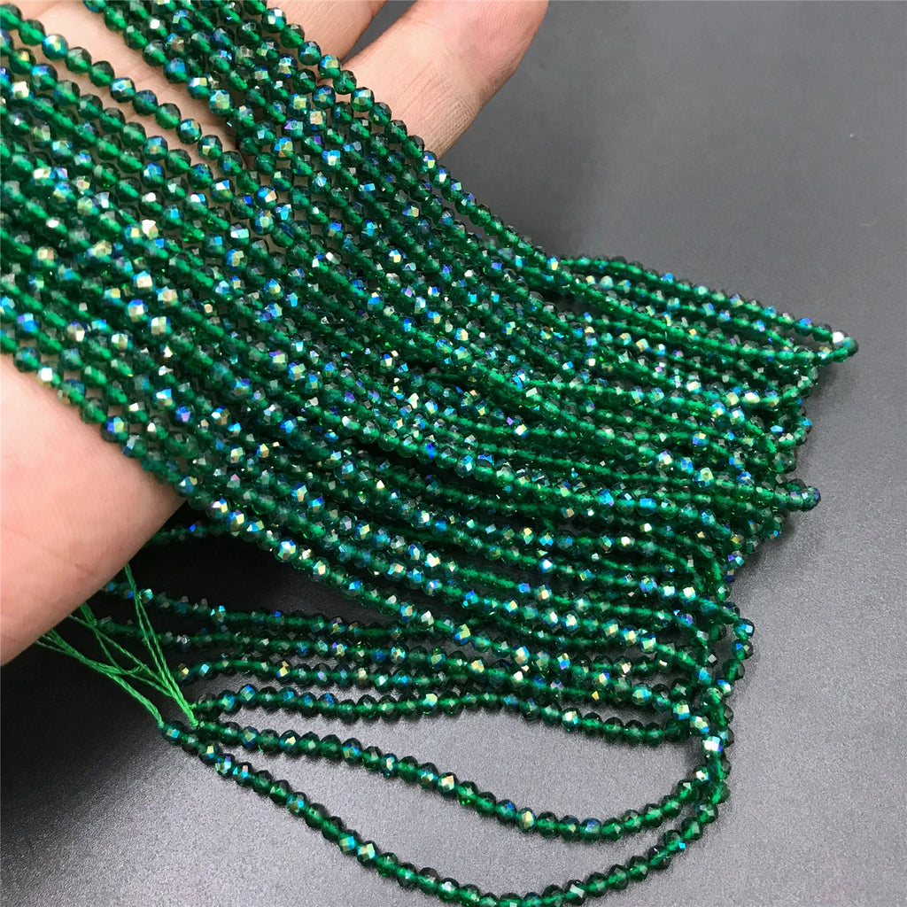 Micro Faceted Bead Natural Stone Beads Facted Green Emeralded 2 3 mm Spacer Loose Beads for Jewelry Making Necklace DIY Bracelet