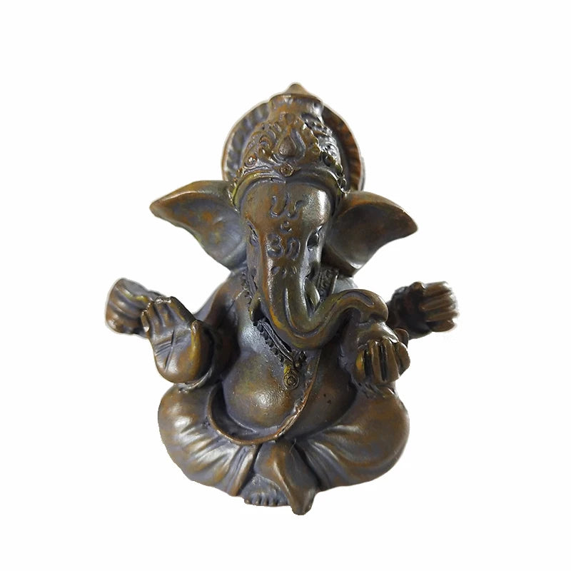 Bronze Color Lord Ganesha Statue Buddha Ornaments Elephant Hindu God Sculpture Figurines Home Office Decoration Buddha Statues