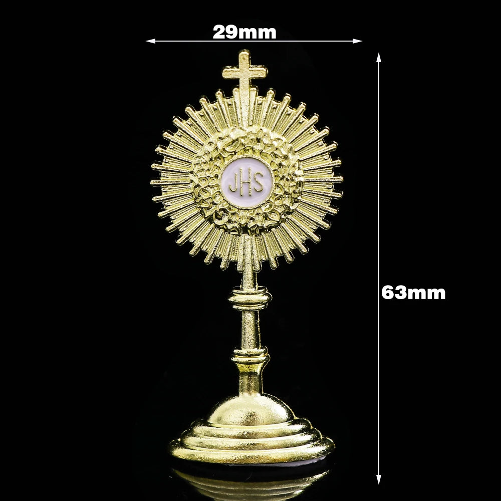 Holy Communion Religious JHS Statue Mini First Gift Jesus Charms Golden Sacramento Baptismal Table Decoration Statue