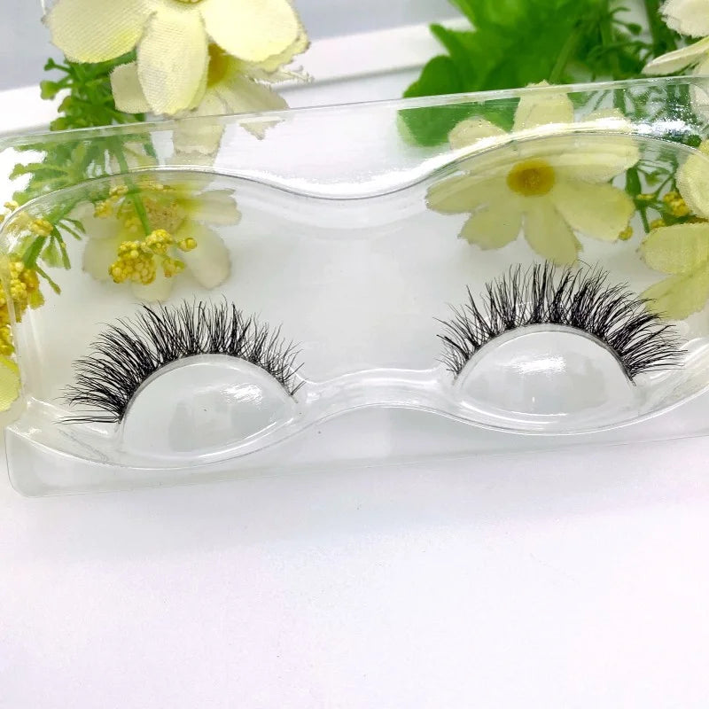 Mink 3D False Eyelashes Handmade Transparent Stem Natural Long Cross Eyelashes Winged Party Dating Makeup Thick Fake Eyelashes