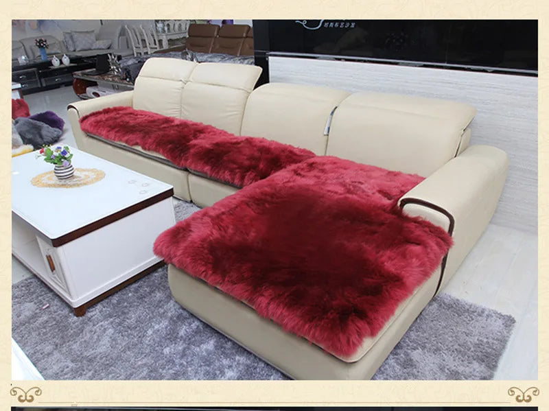MS.Softex-Natural Sheepskin Sofa Cushion, Australian Sheepskin Floor Rug, Seat Cover, Warm Rug, Long Wool Sofa Cover, Winter