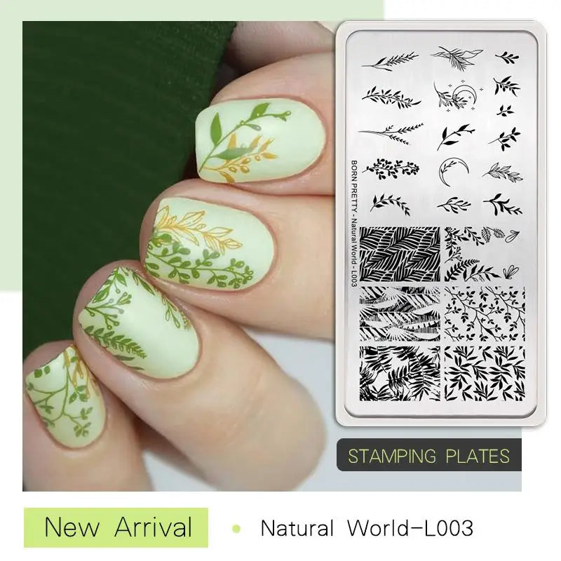 BORN PRETTY Stamping Plates Nail Art Templates Flower Natural Animal French Tips  DIY Nail Design Image Stencil Tool Manicure